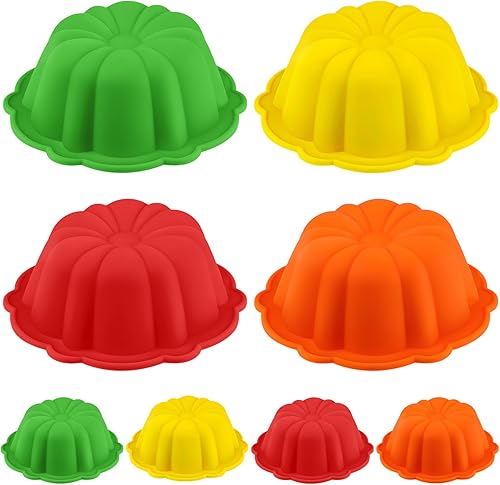 Webake Juego de 8 moldes de silicona de 4 pulgadas, antiadherentes, sin BPA, para hornear, magdalenas, cupcakes