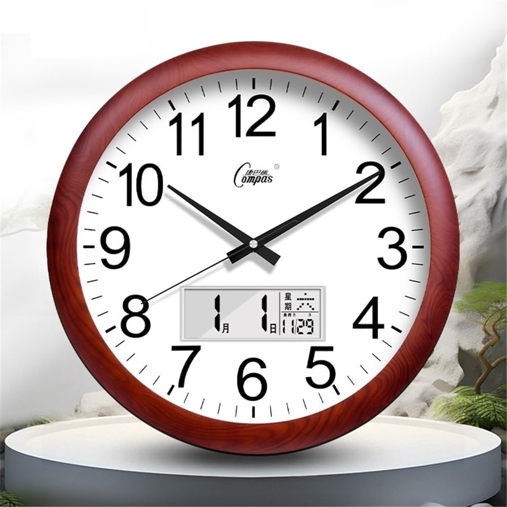 wanduhren 38 cm leise Wanduhr for das Wohnzimmer mit Datum, Moderne minimalistische nordische kreative Quarzuhr for Zuhause