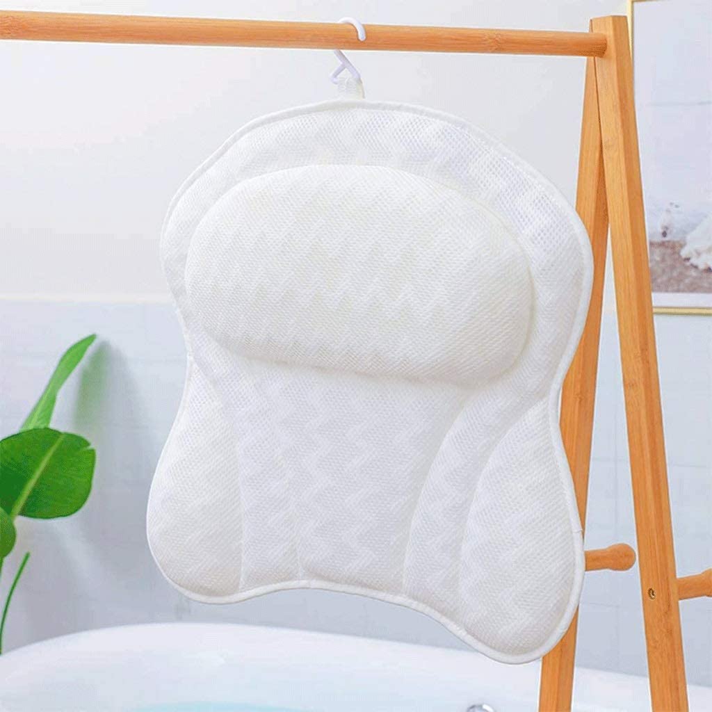 Almohada de SPA Lujo: Ergonómica con Tecnología de Malla de Aire 3D y Ventosas para Soporte Cabeza, Espalda, Hombros y Cuello en Bañera, Jacuzzi y SPA Doméstico