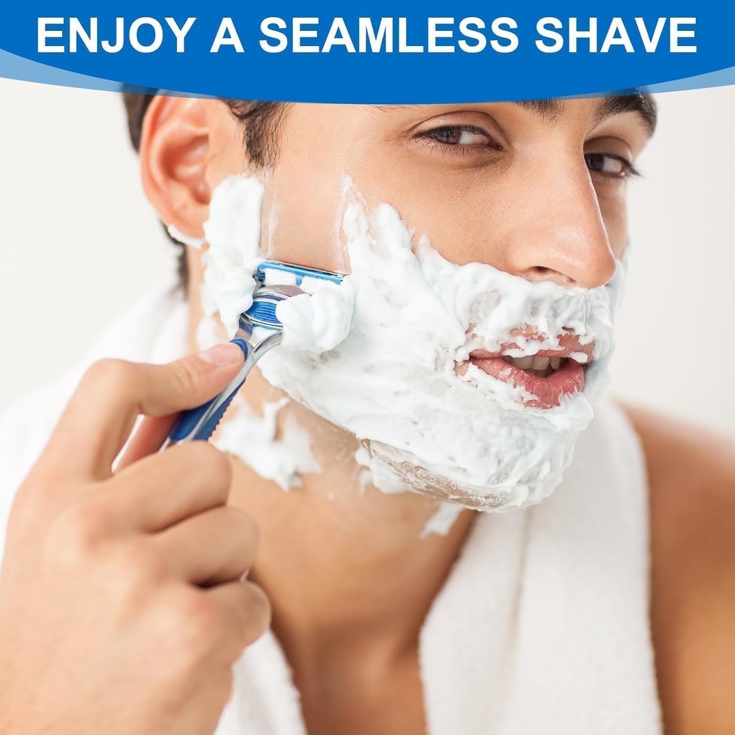 Lot de 16 Lames Rasoir, Recharges De Lames De Rasoir Pour Homme Compatible 3, Lames de Rasoir en Acier à Double Bande Lubrifiante pour Hommes Manuel Professionnel Barbe Rasoir Lame