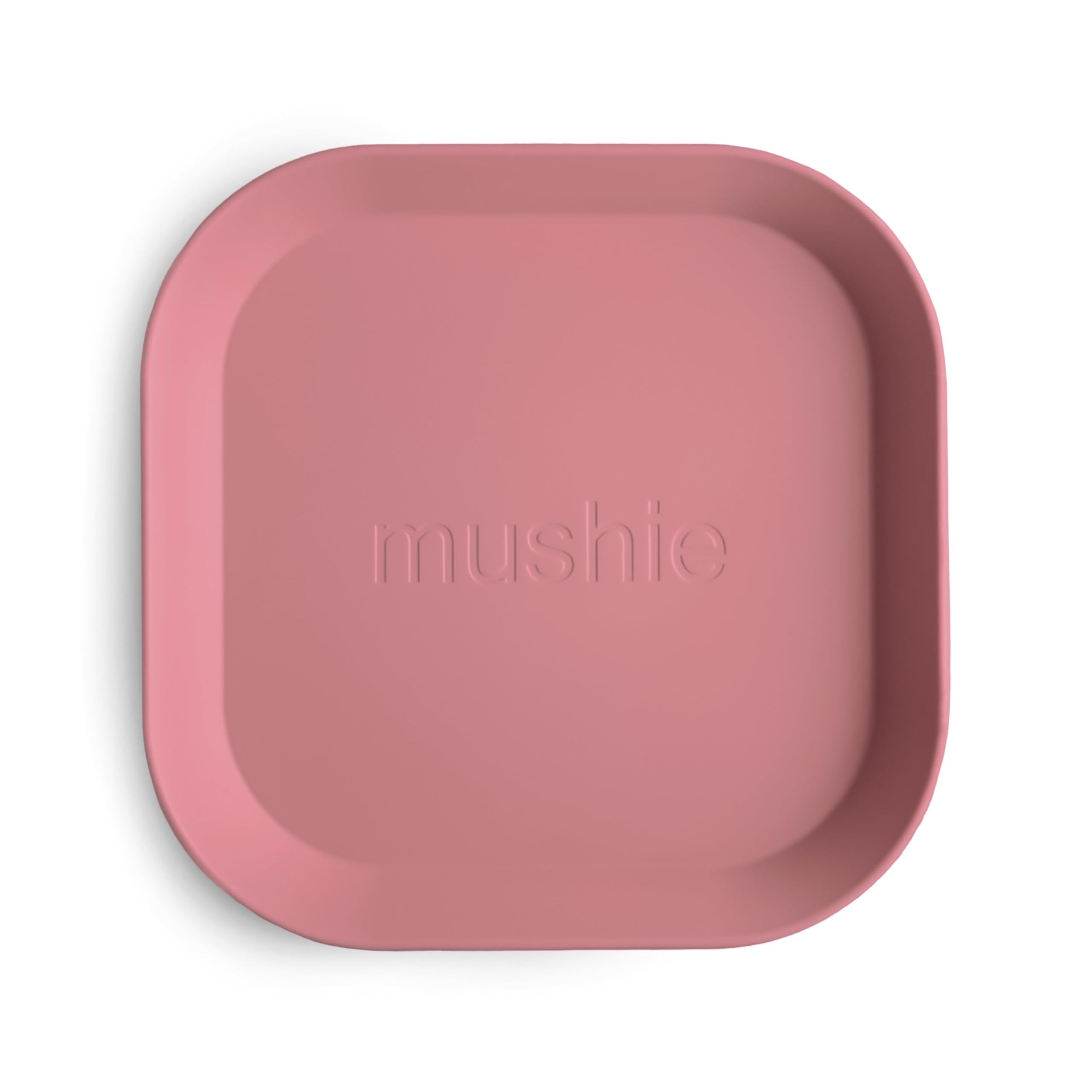 mushie Square Dinnerware Plates for Kids | Made in Denmark, Set of 2 (Dusty Rose)