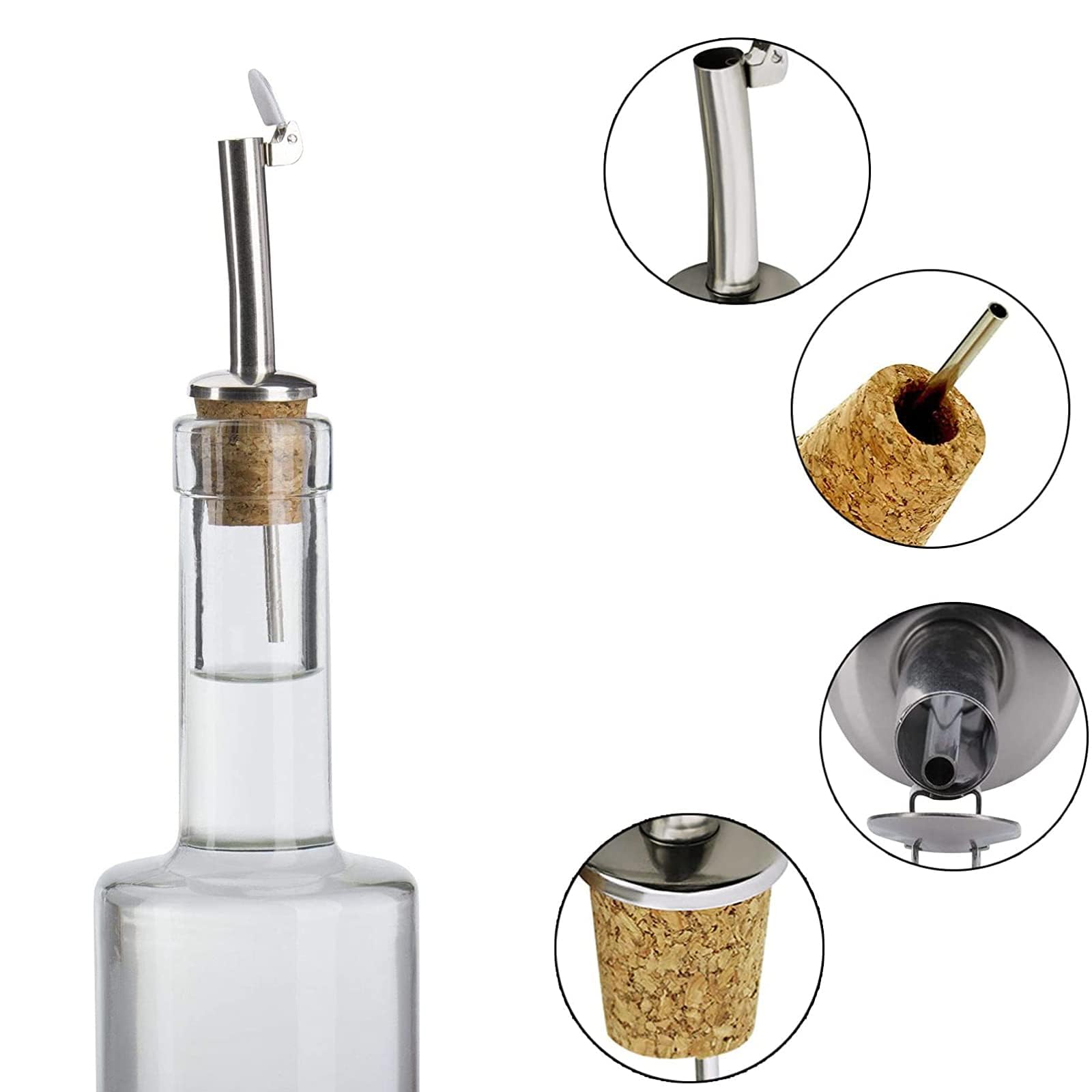 Gvolatee 6-Piece Stainless Steel Bottle Pourer Set - Conical Dispenser For Liquor, Wine, Syrup & More - View #8