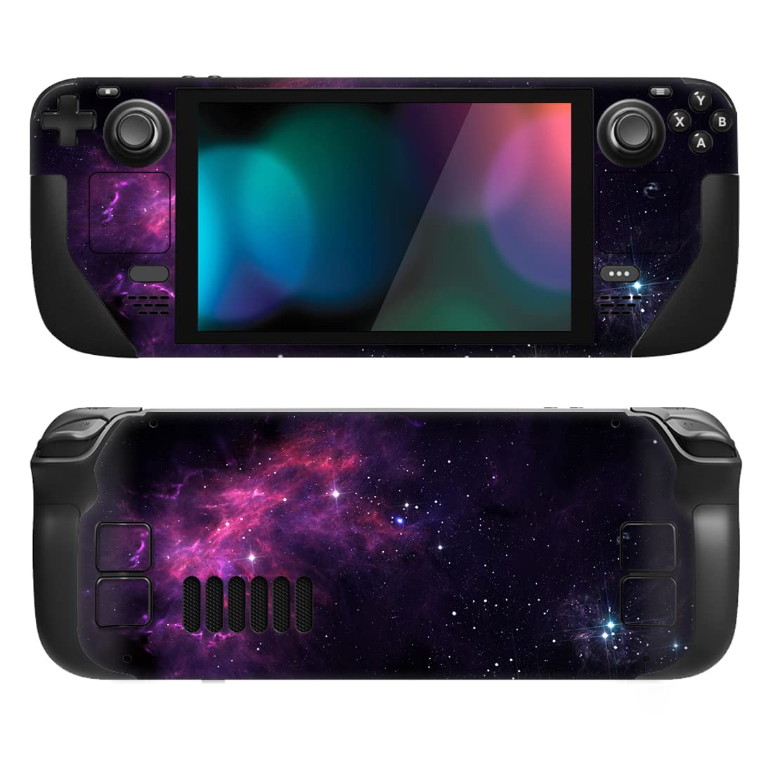 playvital Full Set Protective Skin Decal for Steam Deck LCD, Custom Stickers Vinyl Cover for Steam Deck OLED - Purple Nebula