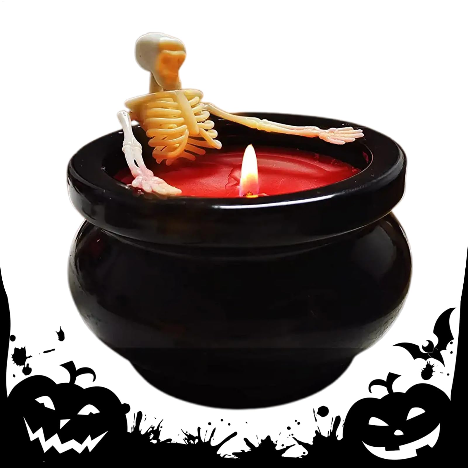 Bougie gothique squelette Halloween décorative en cire coulée