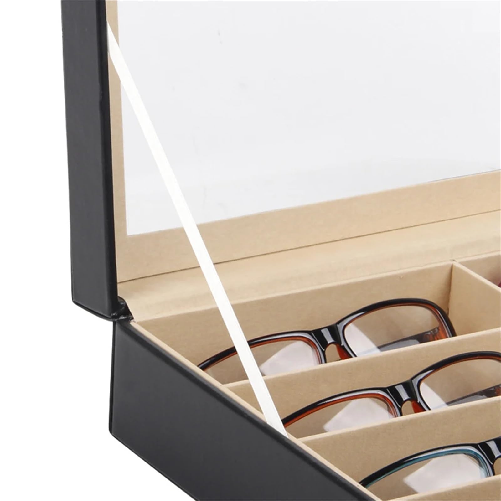 Estuche for gafas de sol con 8 rejillas, soporte for caja almacenamiento, organizador, contenedor tapa transparente Para Gafas