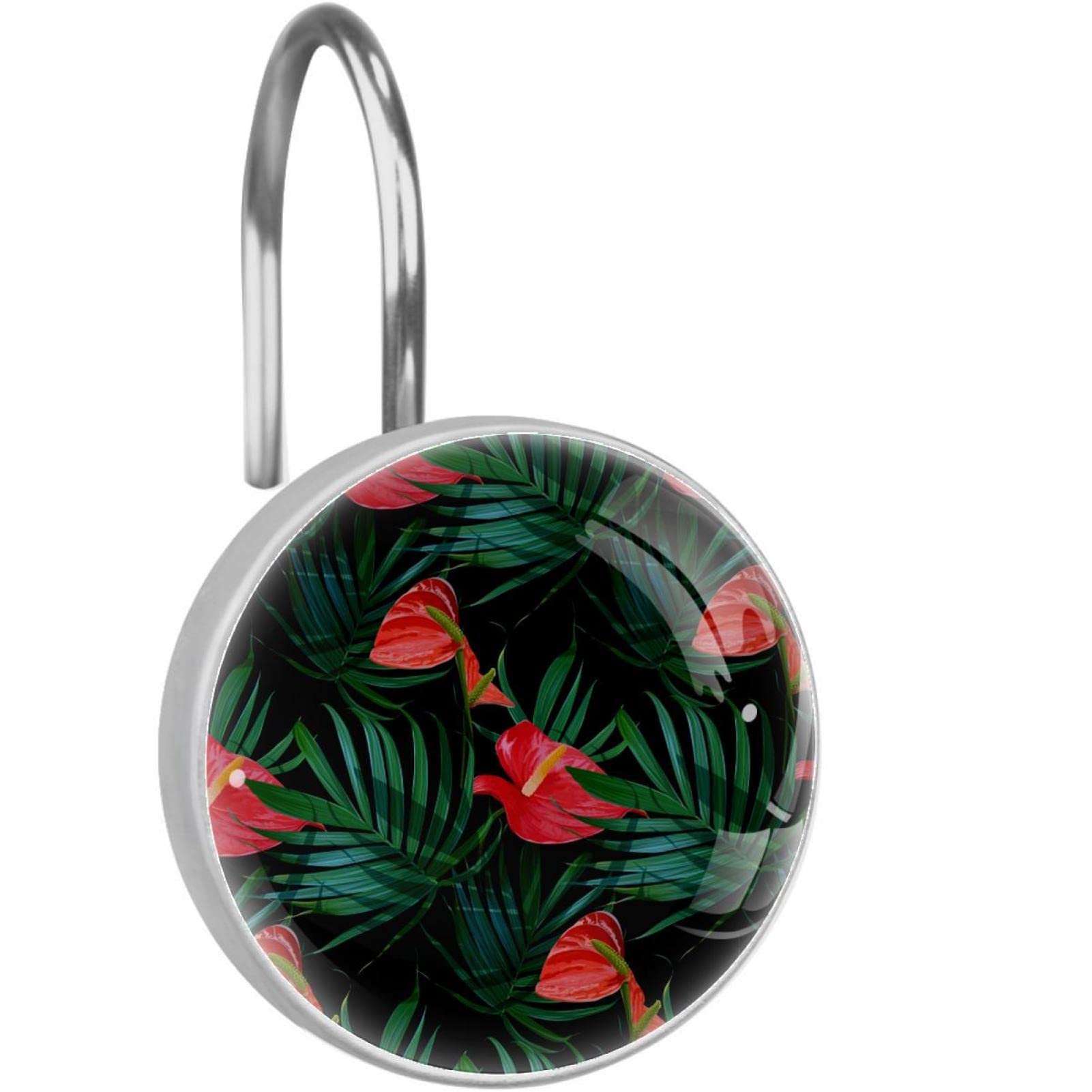 Crochets rideau de douche fleurs tropicales anneaux rideaux suspendus