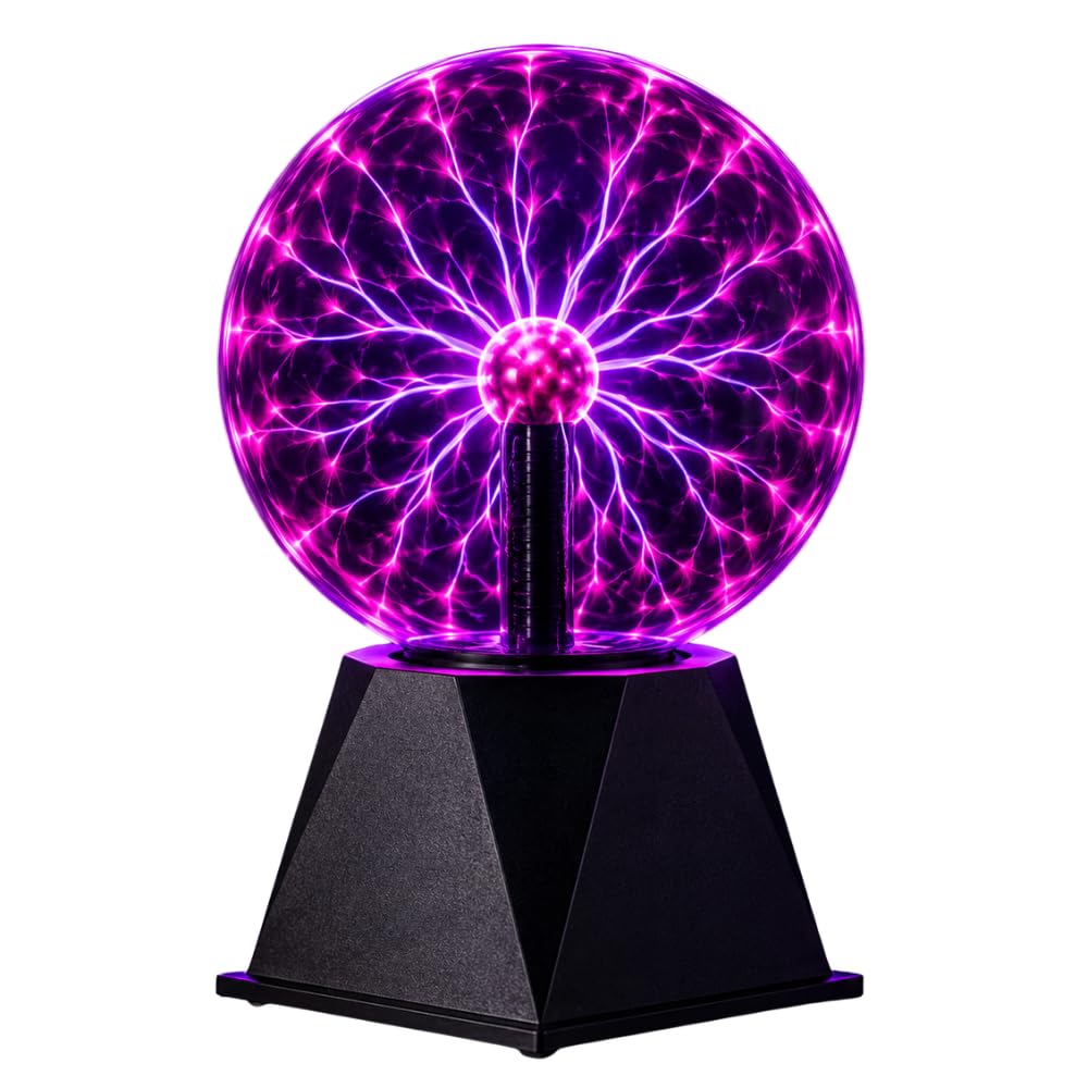 Tradeopia Sfera al plasma da 20,3 cm, elettricità statica, lampada al plasma, sensibile al tocco e al suono, palla elettrica plug-in, giocattolo per feste, decorazione per la casa (20,3 cm, viola)