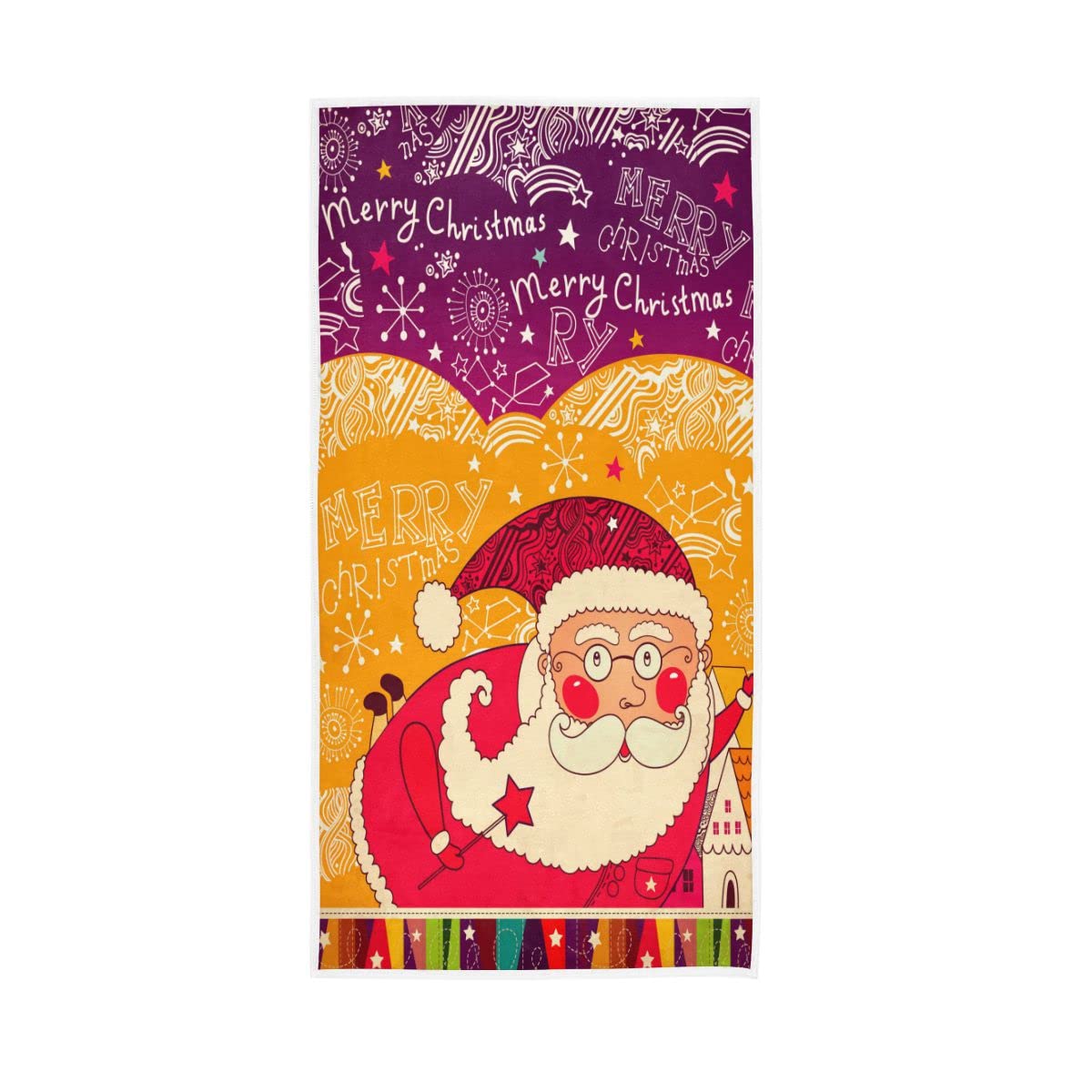 LSRCPD Merry Christmas Santa Claus Colorful Soft Bath Towel Large Hand Towels for Bathroom Hotel Gym Spa 30"x15"