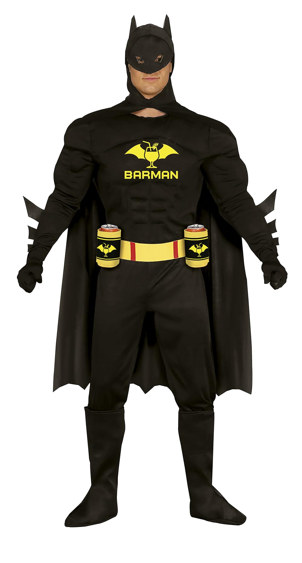FIESTAS GUIRCA Barman Funny Fancy Dress Costume - Funny Superhero Comedy Outfit with Beer Holders for Men Size M