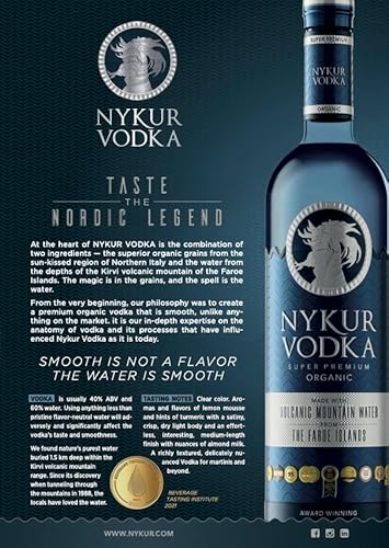 Nykur Wodka | Taste the Nordic Legend | mehrfach preisgekrönter Premium-Vodka mit Bio-Zutaten und sanftem Aroma | 700ml | 42% vol