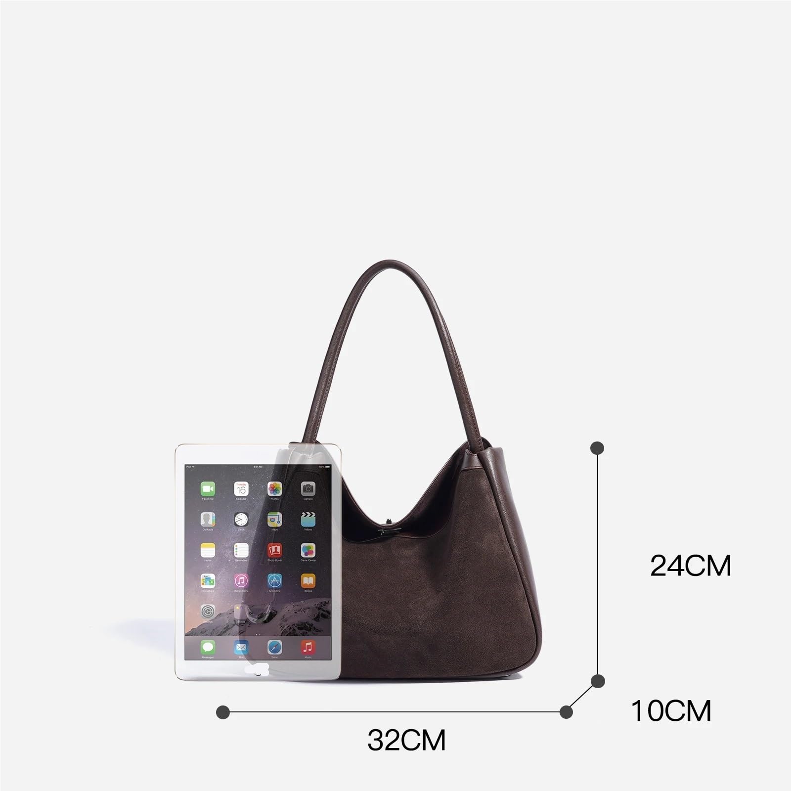 Bolso Serraje Bolso de mano piel vacuno y ante, versátil, tipo bandolera, for el día a, for mujer