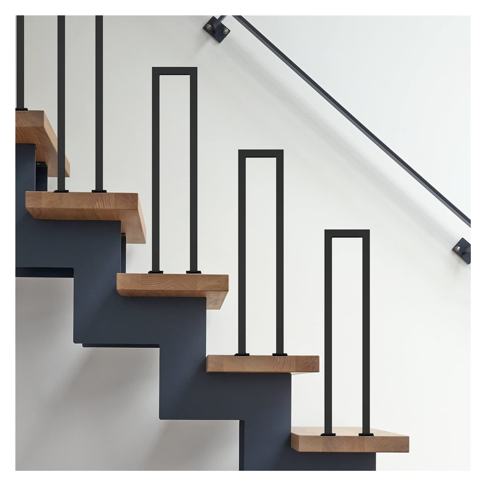 Meiiron Black U-Shaped Hand Railings For Stairs, 23.6"-39" Non-Slip Iron Safety Porch Deck Hand Rail For Indoor Or Outdoor Stair, Loft, Corridor, Garden - (Size : 65Cm(25.6"))