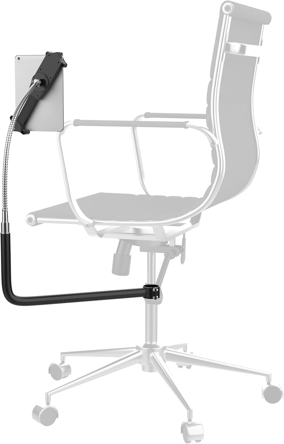 CTA Gooseneck Chair Clamp – Universal Clamp Stand for Desk Chairs w/ Clamp & Gooseneck for iPad 10th Gen 10.9" - iPad Mini - iPad Pro - Galaxy Tab S2 & Other 7-13–Inch Tablets - Black (PAD-CHAIRPB)