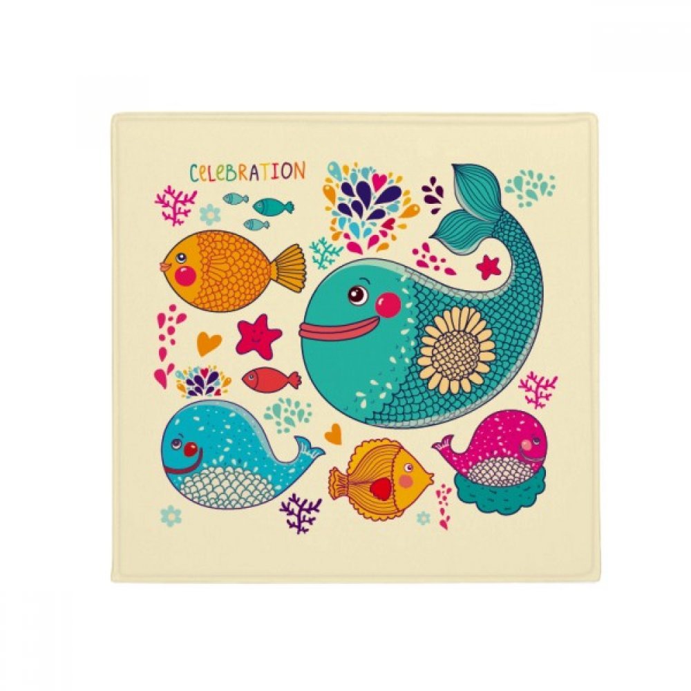 Tapis poisson coloré océan anti-dérapant 80cm pour chien et chat