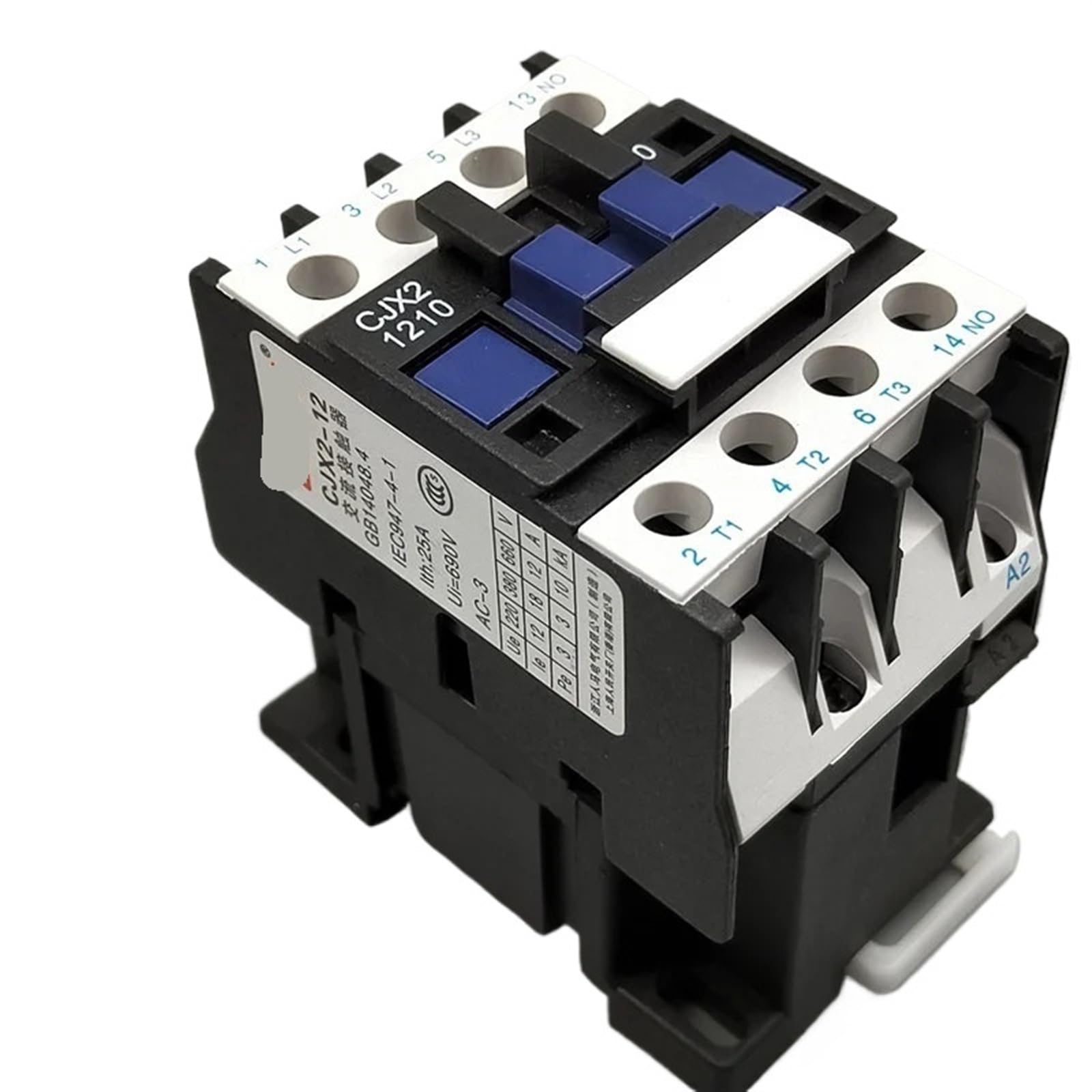 JCLPJBYJI 3 Phase Motor Magnetic Contactor Relay 12A 3P Pole 1NO AC 24V 110V 220 Volts 380V Coil CJX2-1210 35mm Din Rail Mounting(12vac)