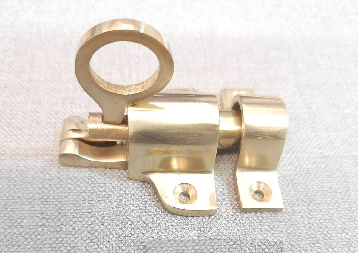 Custom Brass Window Gate Security Pull Ring Spring Bounce Door Bolt Safety Hasp Sliding Brass Door L - View #2