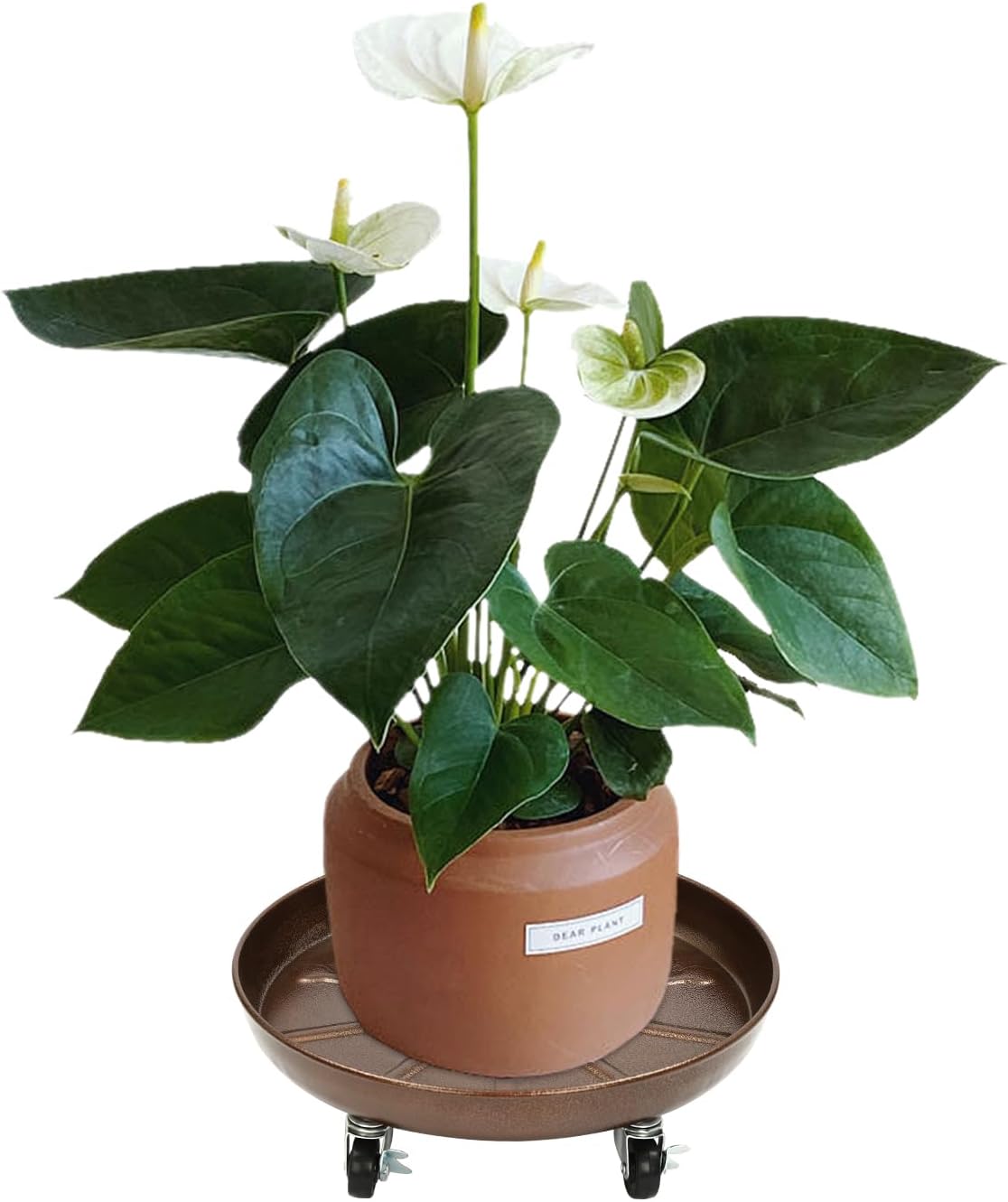 2pc Planter Trolley 14 Inches Plant Stand with Lockable Wheels, Heavy Duty Indoor Outdoor Flowerpot Tray, Square Rolling Saucer Caddy for 12-14" Pots, Patio Garden Move Dolly, Replaces Pot Base