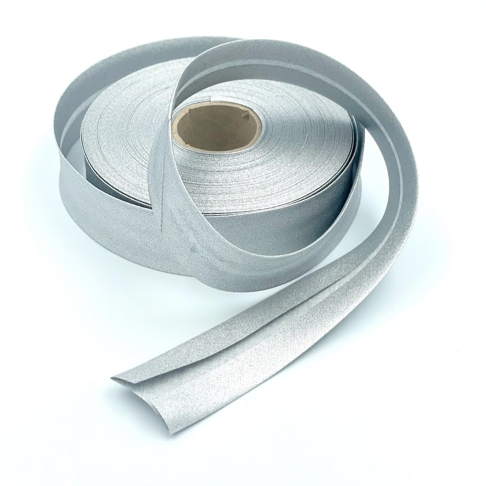 Craft Cult 30mm Wide Plain Bias Binding Tape - 25 Metre Roll (126 - Metallic Silver)