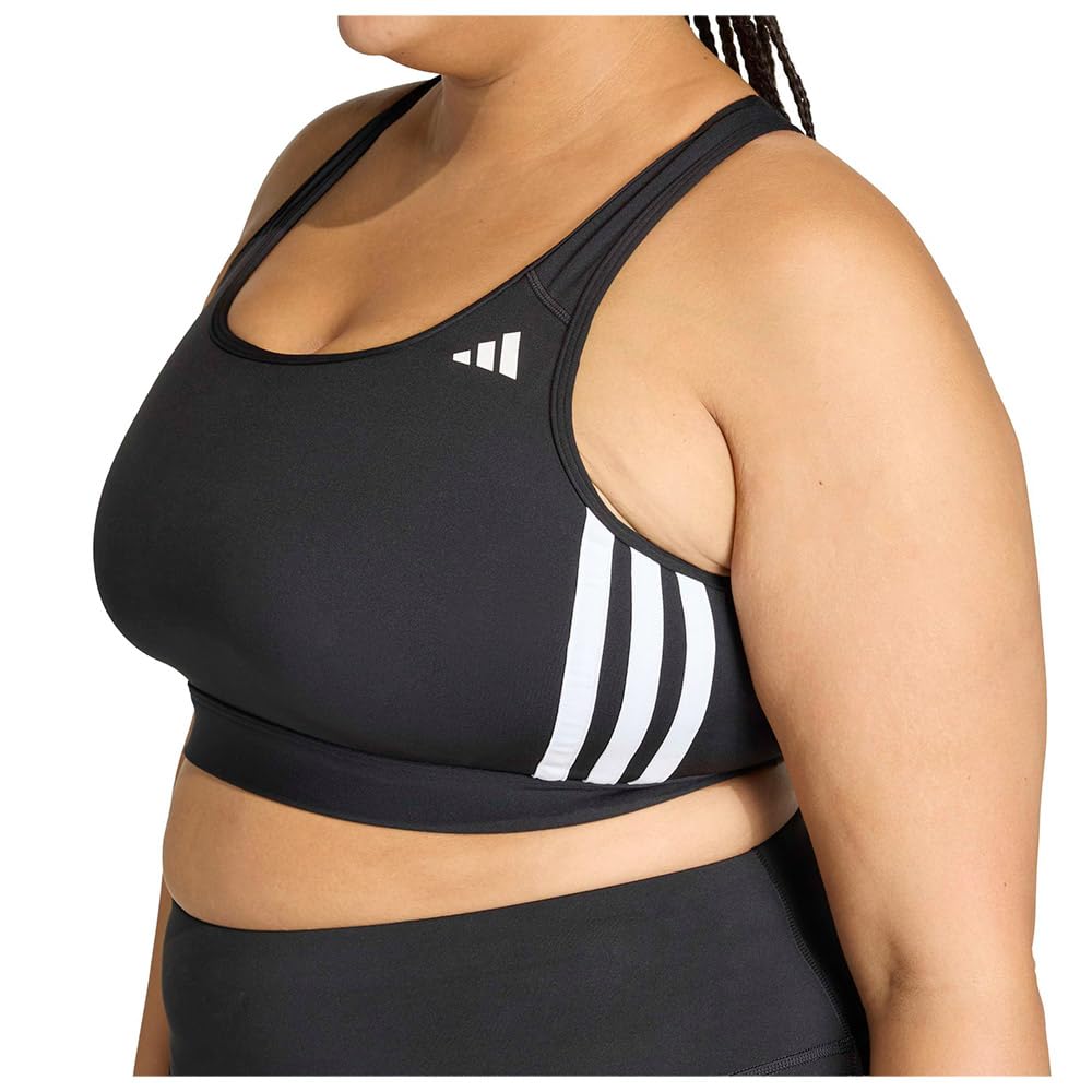 Adidas Optime Essentials Workout 3-Stripes Medium Support (Plus Size) Reggiseno Sportivo Donna (Pacco da 1)