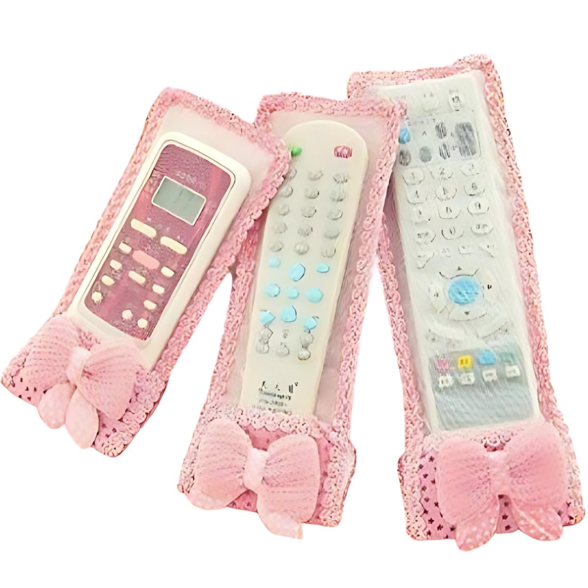 RISHAV HANDICRAFTS Cloth and Gauze Remote Cover Set Different Size Dust Cover for Compatible TV Remote, AC Remote and More Remote Control Cloth Cover for TV-image-32