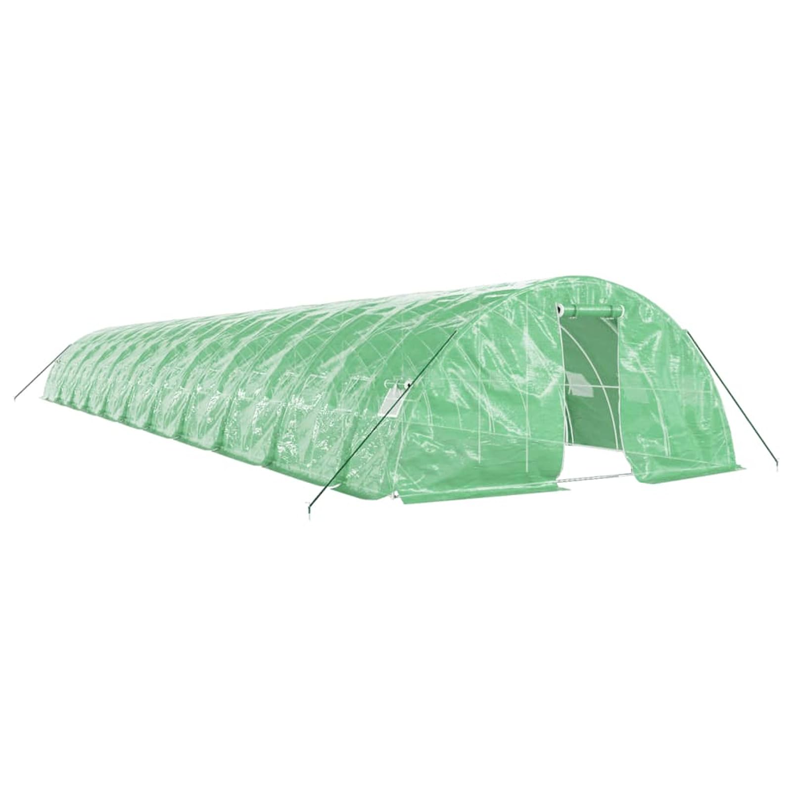 LAPOOH Szklarnia ze stalową ramą, zielona, 110 m², 22 x 5 x 2,3 m, szklarnia, szopa ogrodowa, przedszkole, ogród zimowy, ogród, ciepłe rośliny domowe, rosną domy (SPU: 3188092)