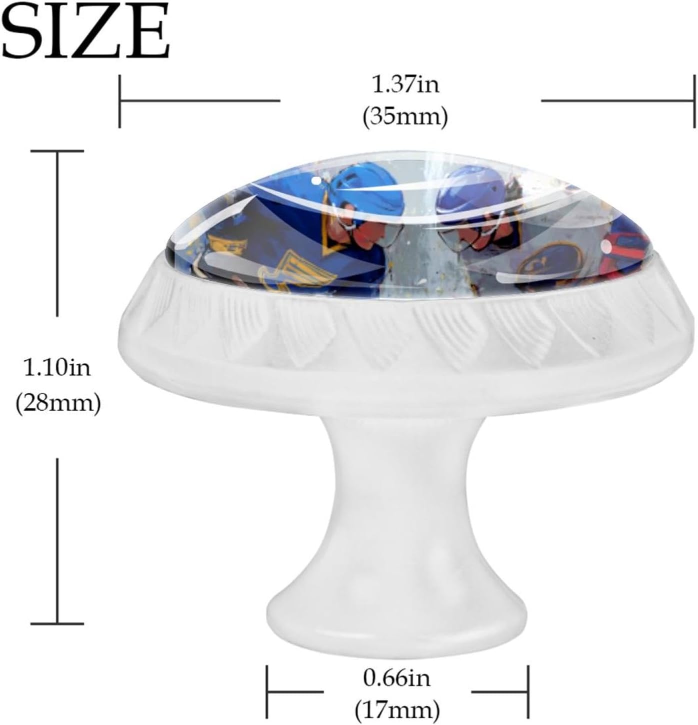 Black Base Rink Ice Hockey Players (2) Pattern Cabinet Knobs, Modern Decorative Drawer Knobs for Furniture Hardware, Easy Install for Kitchen Cabinet