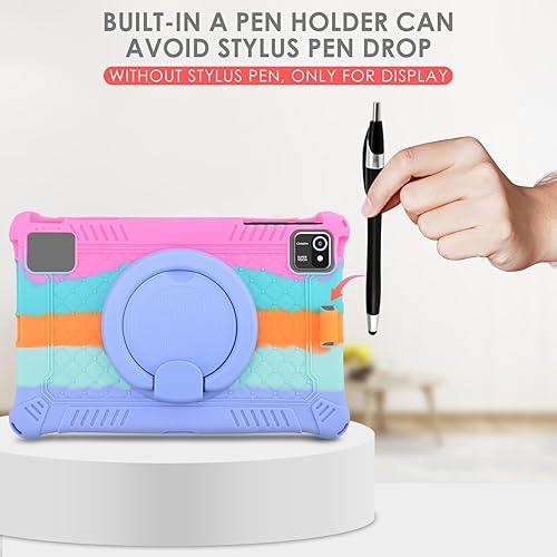 Miniatura 7 de DETUOSI Funda de silicona para TCL de 10.36 pulgadas con soporte de asa, funda de tableta de 10.36 pulgadas con soporte para bolígrafo, cubierta