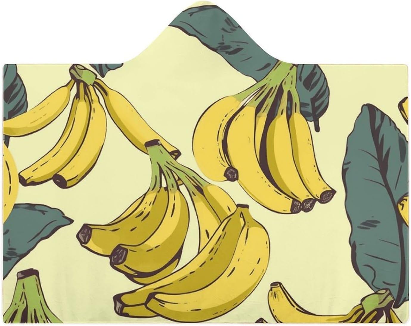 Banana Print Wearable Hooded Blanket, Ultra Soft Arctic Velvet Cape Cloak Unisex - Cozy Wearable Blanket