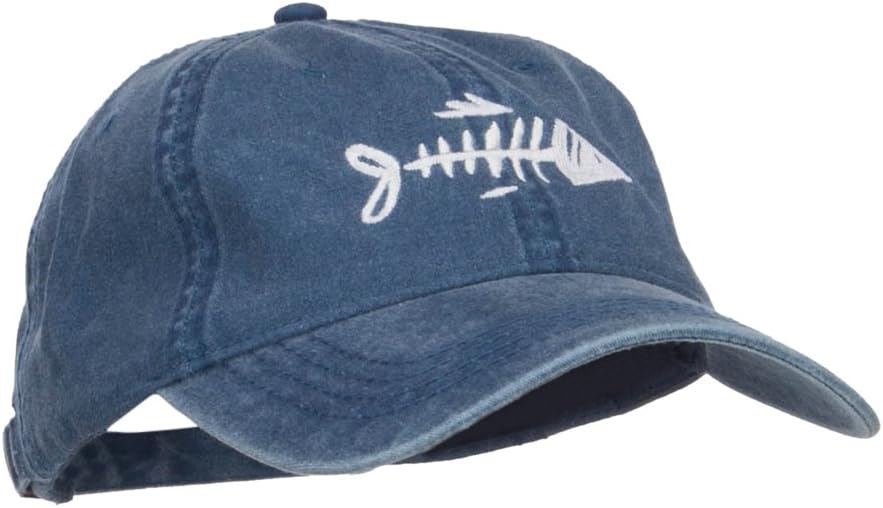e4Hats.com Fish Bone Embroidered Washed Cap