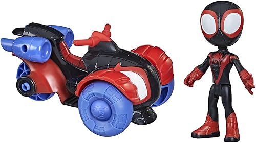 Spider-Man Marvel Spidey and His Amazing Friends Miles Morales - Figura de acción y vehículo Techno-Racer para niños a partir de 3 años
