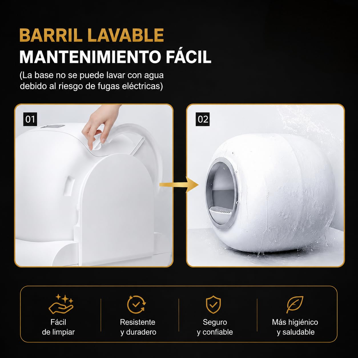 PGD​​SGA Arenero Automático para Gatos Autolimpiable con App, 65+9L, Desodorización por Iones Negativos, Control Inteligente de Seguridad, Incluye 5 Rollos de Bolsas, Ideal para Varios Gatos