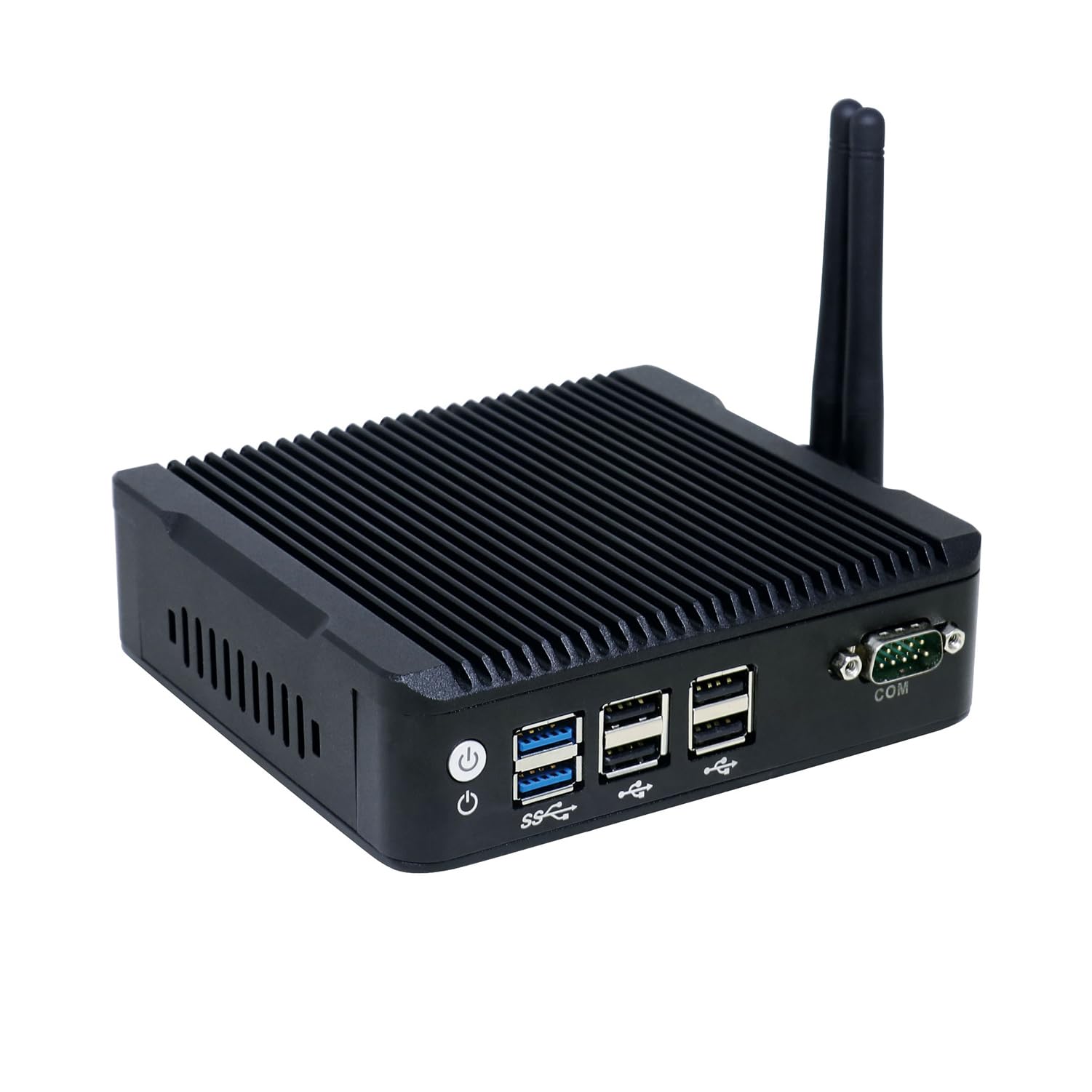 Fanless Mini PC, Industrial Computer, Windows 11 or Linux Ubuntu, N3700 J3710, BX08, COM, 2 x LAN, DP, 2 x HDMI, SIM Slot, Vesa Mount, WOL, PXE, WDT Supported, 0 RAM, 0 Storage, Barebone No System