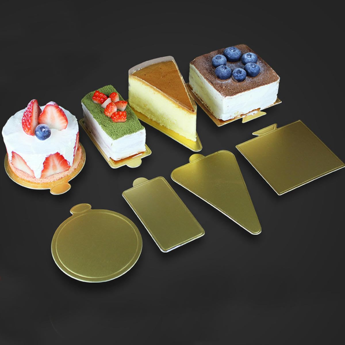 Mini base in cartone sottotorta dorata sottotorta mousse 100 pezzi vassoio da esposizione dessert piatti per torta per decorare-dorato-quadrato-L