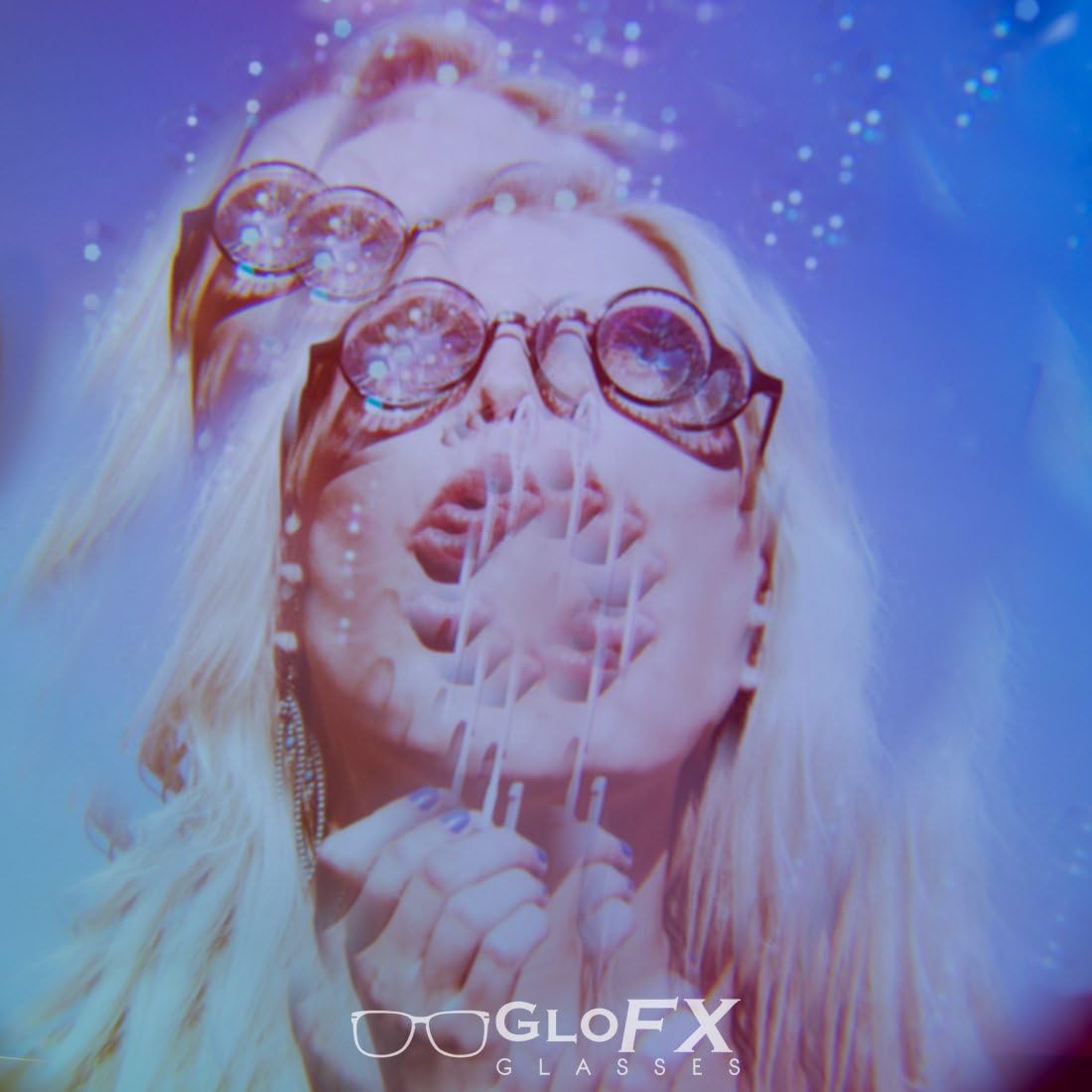 GloFX White Heart Shaped Kaleidoscope Glasses - Festival Rave EDM Concert Effect Plur (White)