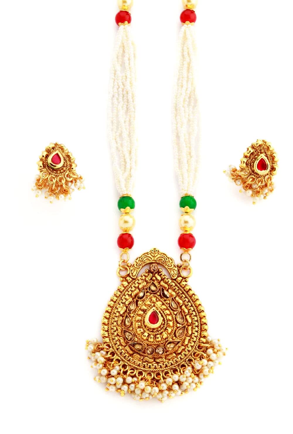 Untouched Traditional Design Multicolored Beaded Gold Plated pearl Moti Mala & Kundan Necklace Set For Women (B09RPVLG7D) Amazon Price History, Amazon Price Tracker