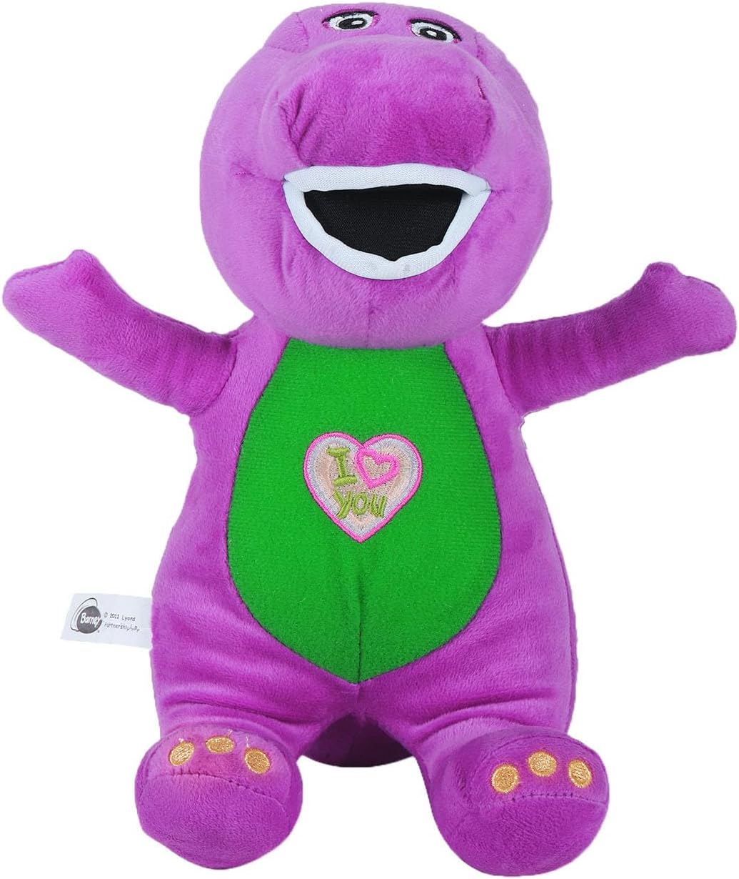 Barney Toys Singing Friend Barney Stuffed Animals Dinosaur Barney Singing I Love You Children's Plush Puppet Toy (10in)