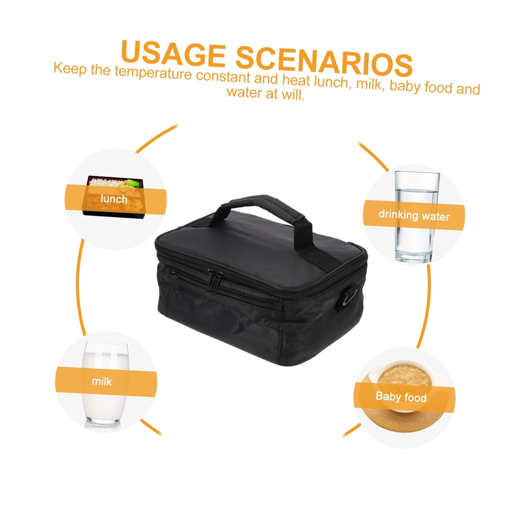 Bolsa Térmica para Alimentos 12v para Coche Aislamiento y Tejido Oxford Portátil para Oficina y Viajes, Calentador de Comida y Bebida