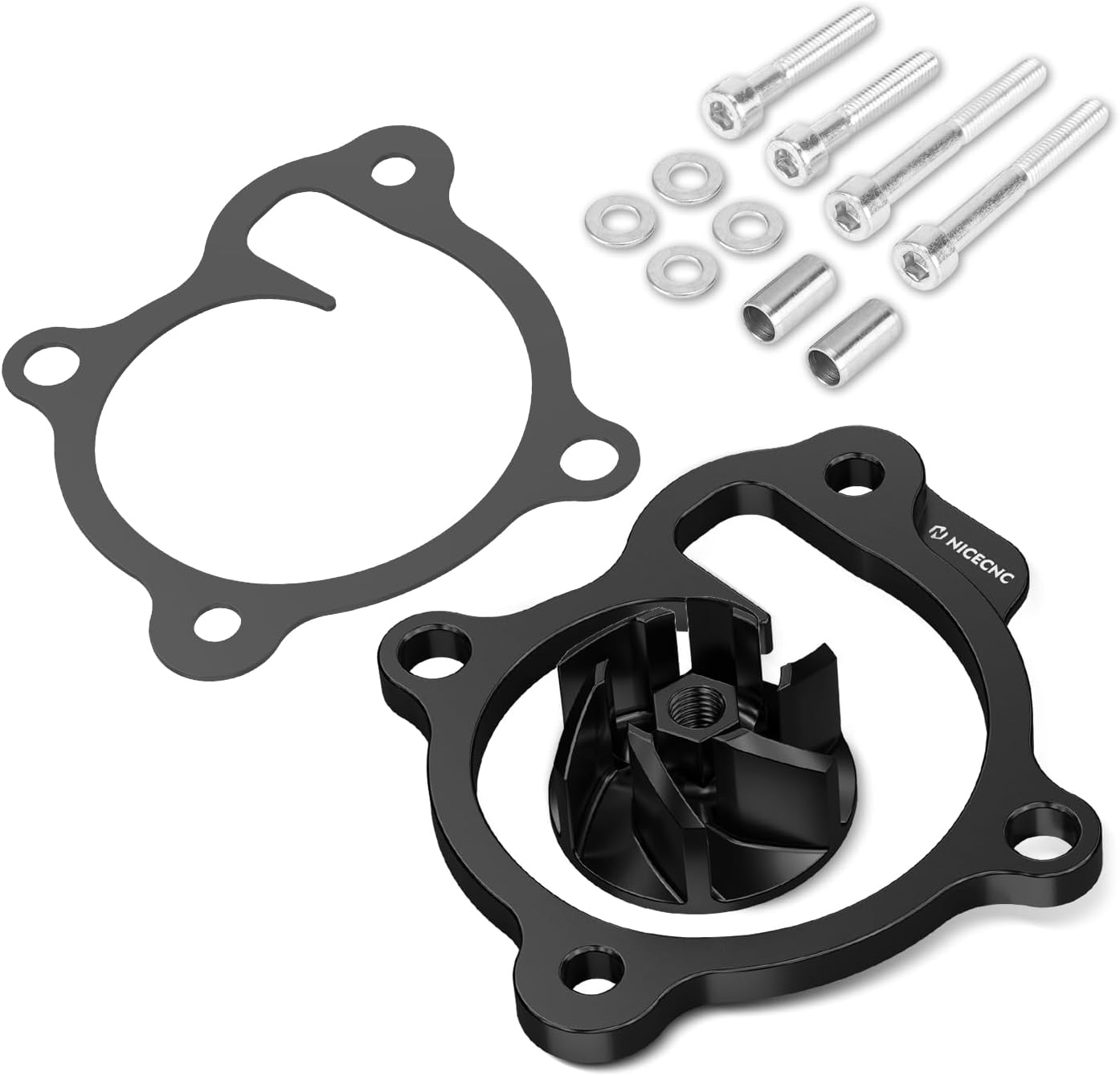 NICECNC Black Oversized Water Pump Impeller Cooler Spacer Kit Compatible with Honda CRF250R CRF250RX CRF250RWE 2018 2019 2020 2021 2022 2023 2024 2025 See Fitment