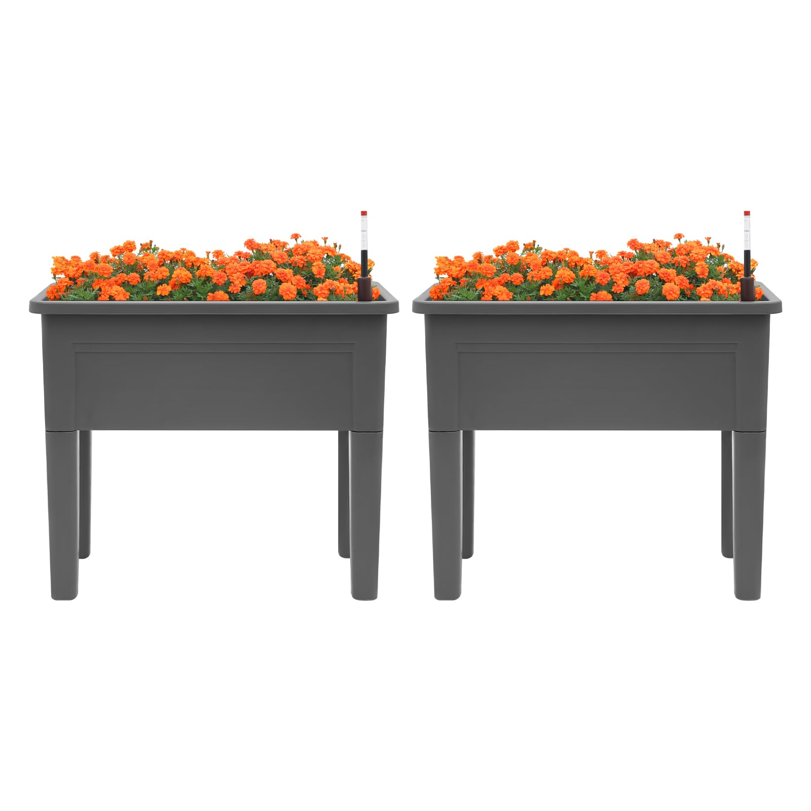 Lot de 2 jardinières pour balcon 75 x 34,5 x 65,5 cm – Jardinière carrée en plastique pour légumes, fleurs et herbes – Jardinière moderne pour terrasse, jardin et cour