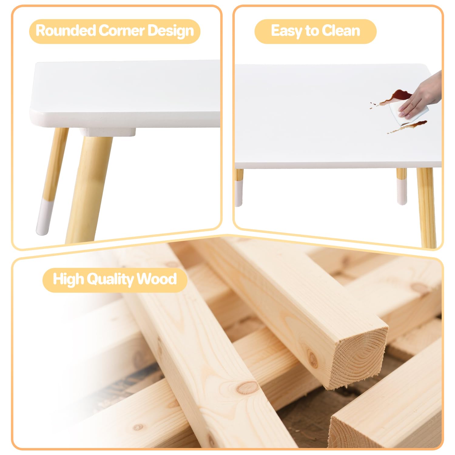 Asweets Ensemble Table et Chaises pour Enfants Garçons Filles, Table d'Activités en Bois, Idéal pour La Salle de Classe, Maison, Crèche Ou Jeux