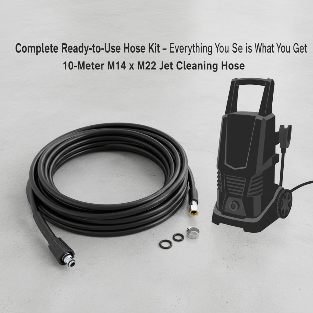 GOTOTOP Manguera de limpieza de tuberías de alta presión de 10 m, 400 bares con rosca M14 x M22, acero inoxidable PVC, resistente al desgaste, para K2 K3, ideal para limpieza y desagüe de coches