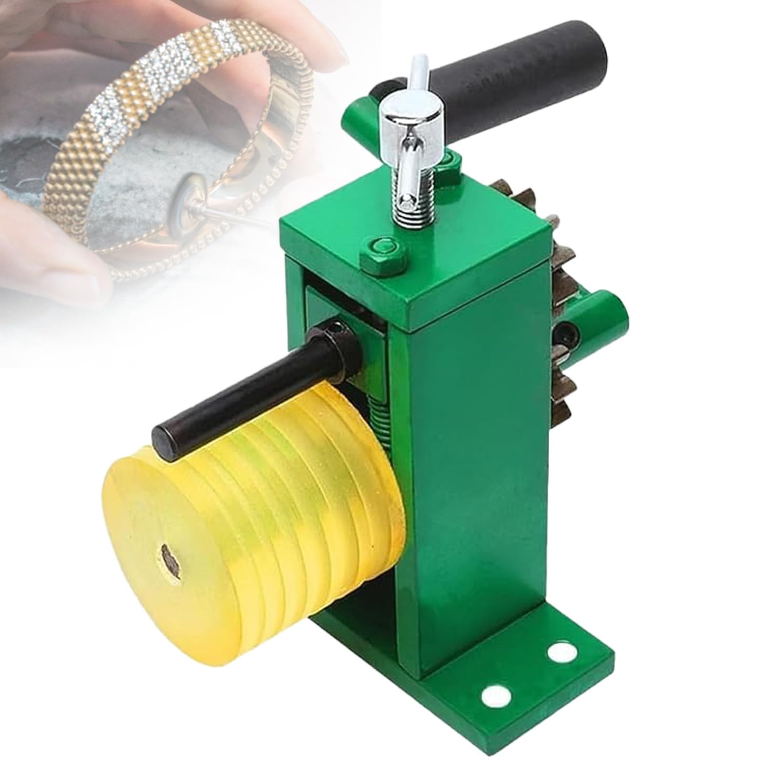 XCSCUK Hand Cranked Jewelry Rolling Mill, Manual Ring Bender Machine, Gold Silver Processing Equipment, Jewelry Workshop Repairs Rubber Roller (Rubber roller)