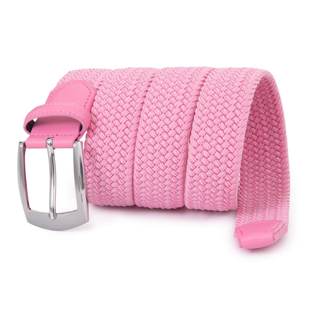 ayamoti Woven Elastic Braided Belts Womens Stretch Belt Limitless Adjust Multicolored Golf Belts for Man 1 3/8 Fashion Casual (Pink, M)