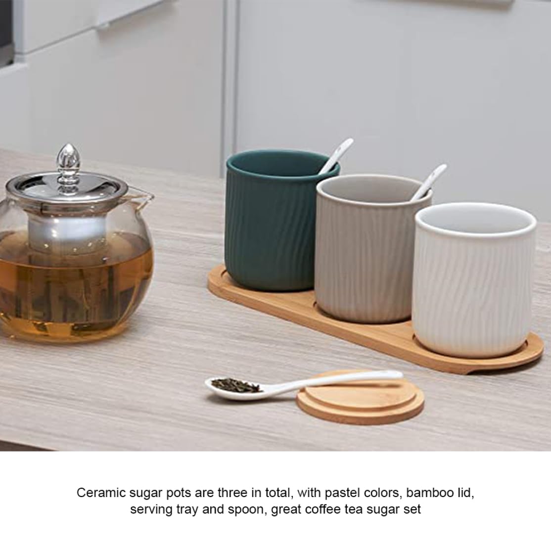 Ensemble de sucriers contenants à épices bouteilles d'assaisonnement en céramique pots à sucre avec cuillères et couvercles pour thé et café en vrac 3 pièces