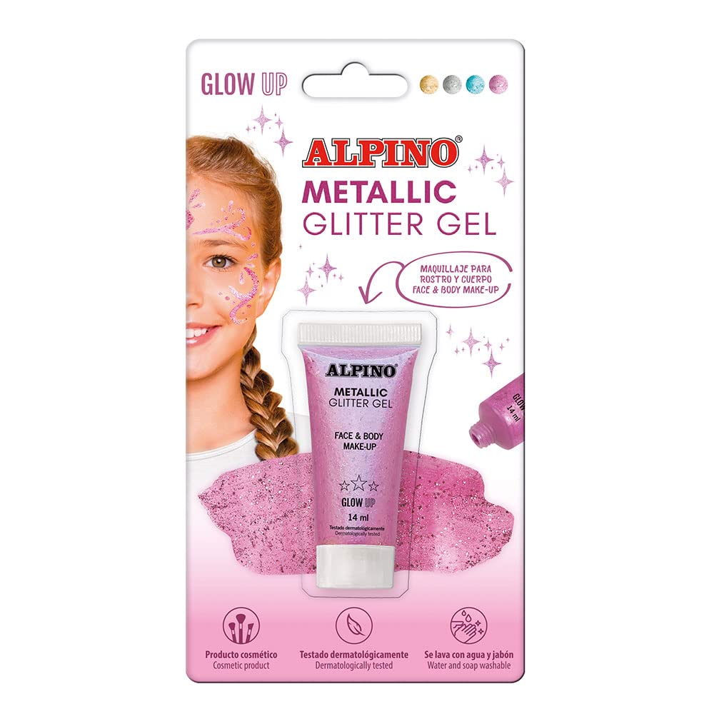 Metallic Glitter Gel Alpino Fiesta color rosa | Gel purpurina metalizado con base de color rosa| Purpurina líquida