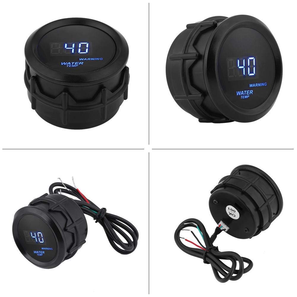 Jauge de Température d'Eau Numérique, 52mm, LED Bleu, 12V, ABS Noir, avec Capteur, Fahrenheit 104-300°F, Universel