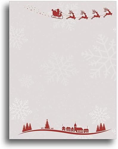 Desktop Publishing Supplies Membrete navideño de Santa & Reindeer Over Town - 80 hojas