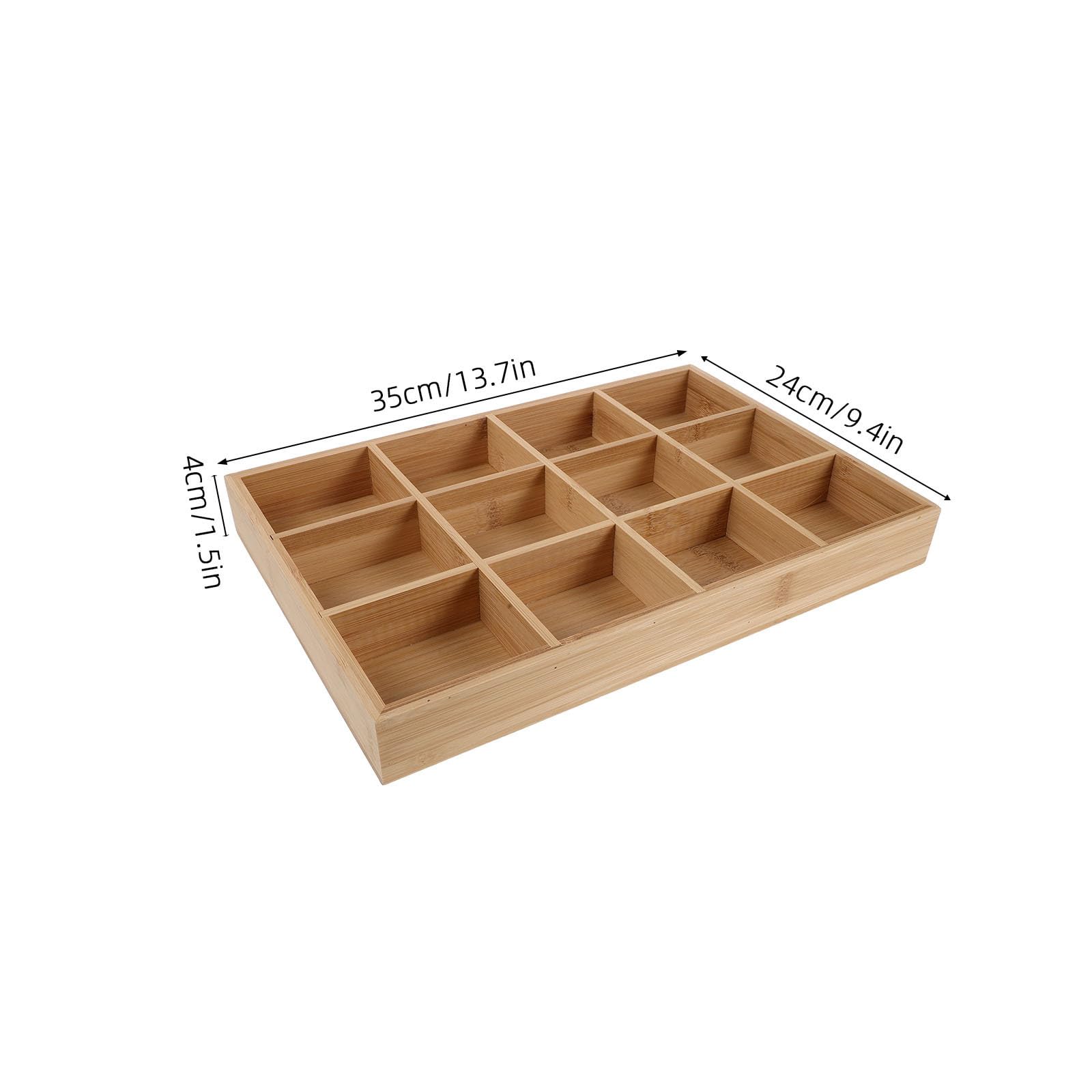 Cabilock Caja Organizadora de Bambú con 12 Compartimentos para Ropa Interior y Calcetines, Separador Sanitario para Armarios y Organización de Dormitorio