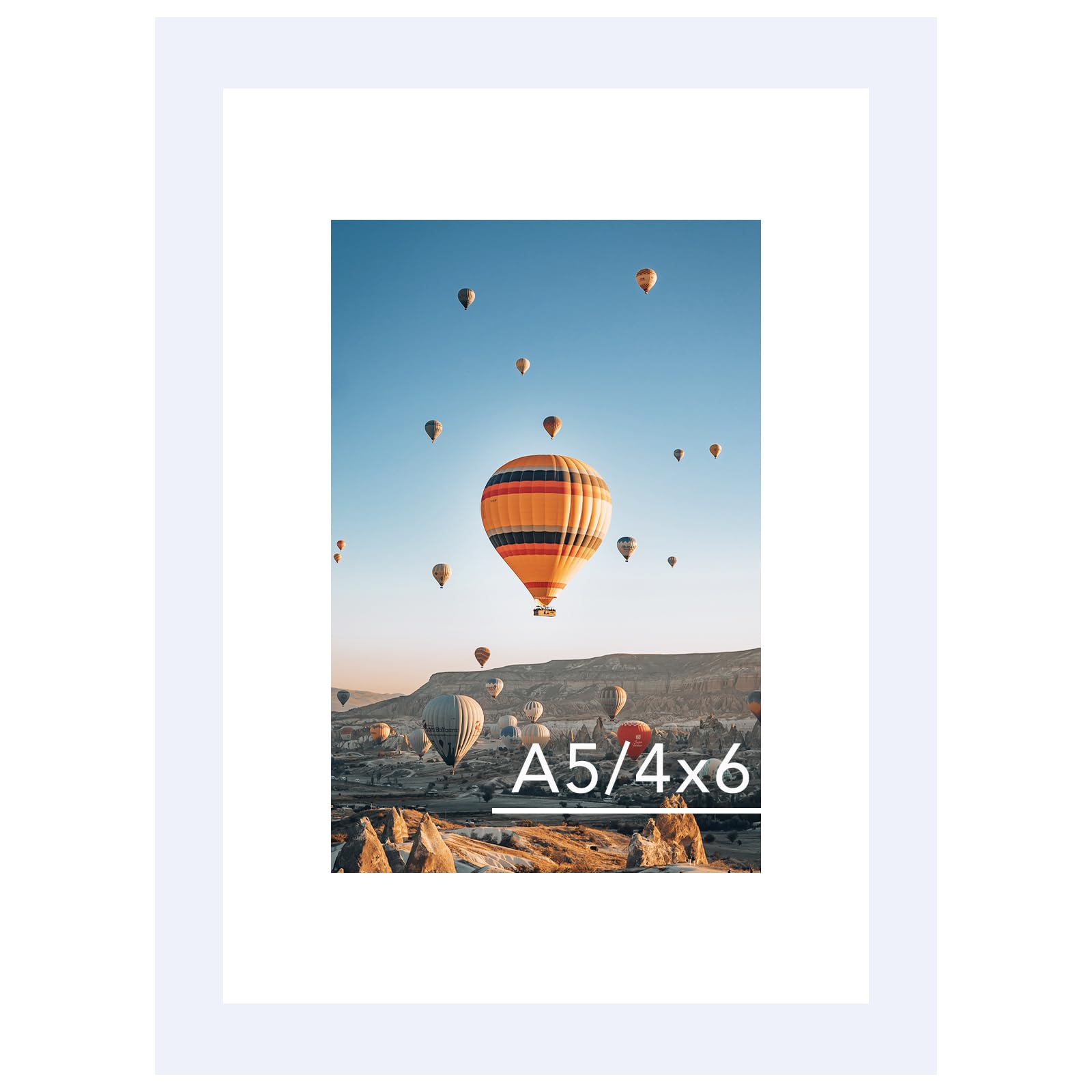 JCJMY 5.8x8.3 A5 Picture Frame White with 4x6 Mat for Wall Hanging or Tabletop, Display Photo 4x6 with Mat or 5.8 x 8.3 Without Mat, Wall Poster Photo Frame with Shatter Resistant Plexiglass, White