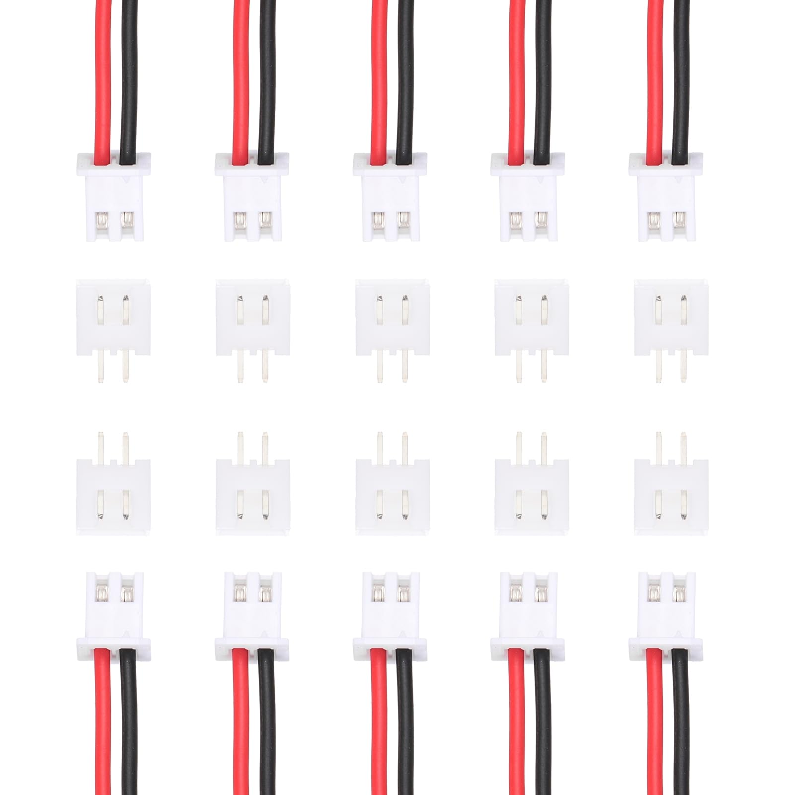 MECCANIXITY 10 Pcs 2.54mm 2 Pin XH Connector Kit, Single Head Male Connector Plug with 22 AWG 300mm Wire Cable and Female Motherboard Connectors for Speakers,LED Light Strips
